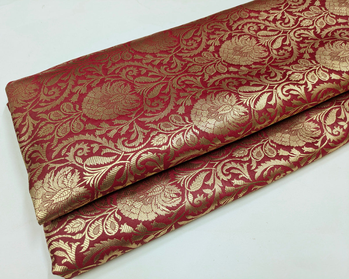 Red Gold Jacquard Brocade Fabric Wedding Bridal Dress fabric Brocart tissu Upholstery Decor Brocade Fabric by the yard/meter - NFAF416