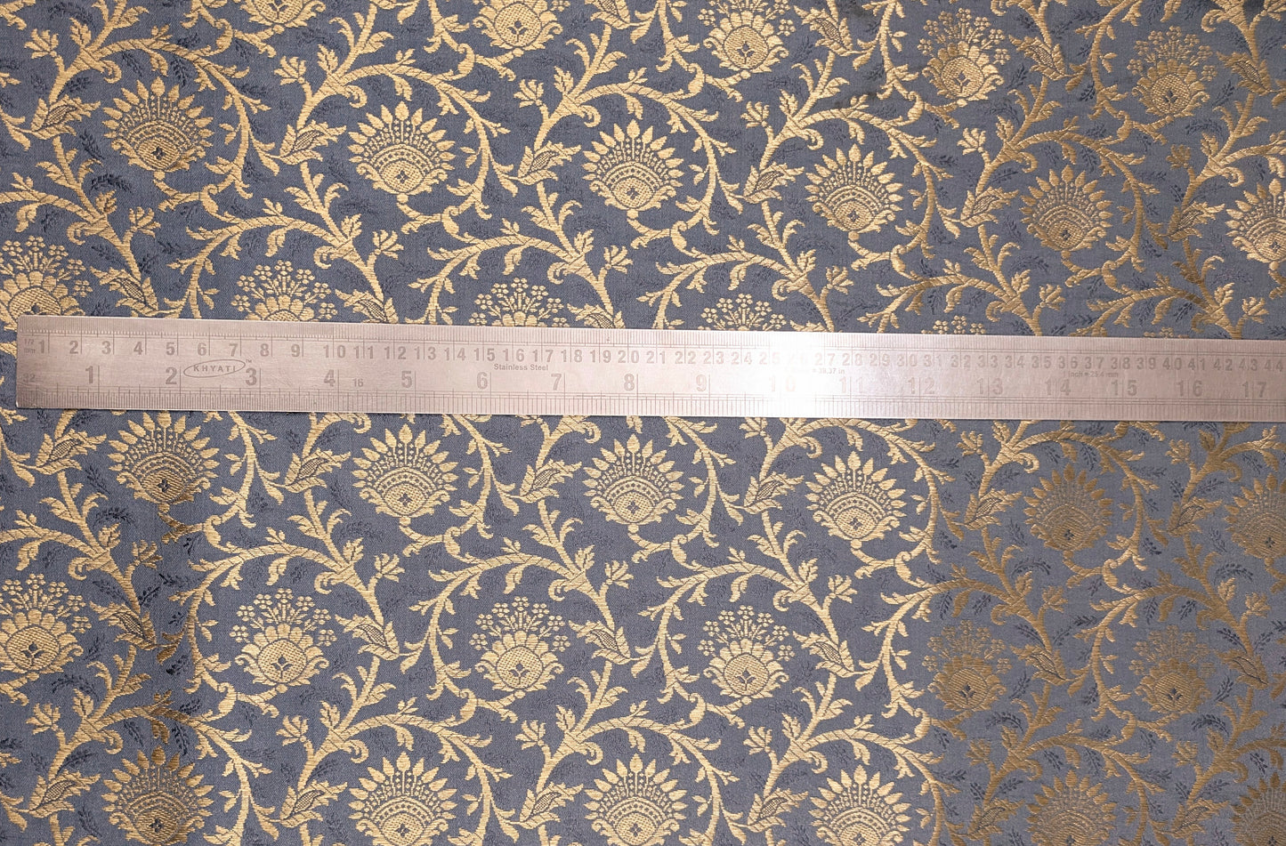 Brocade Fabric Jacquard Damask Grey Gold Wedding Dress fabric Rayon silk brocade Renaissance fabric Fabric by the yard/meter - NFAF41