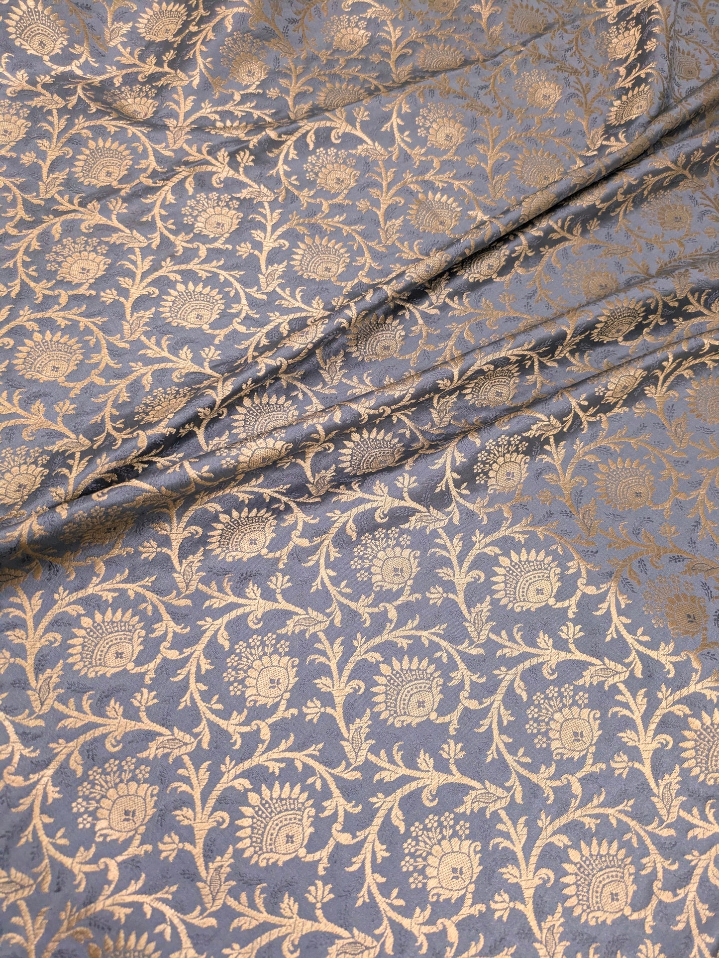 Brocade Fabric Jacquard Damask Grey Gold Wedding Dress fabric Rayon silk brocade Renaissance fabric Fabric by the yard/meter - NFAF41