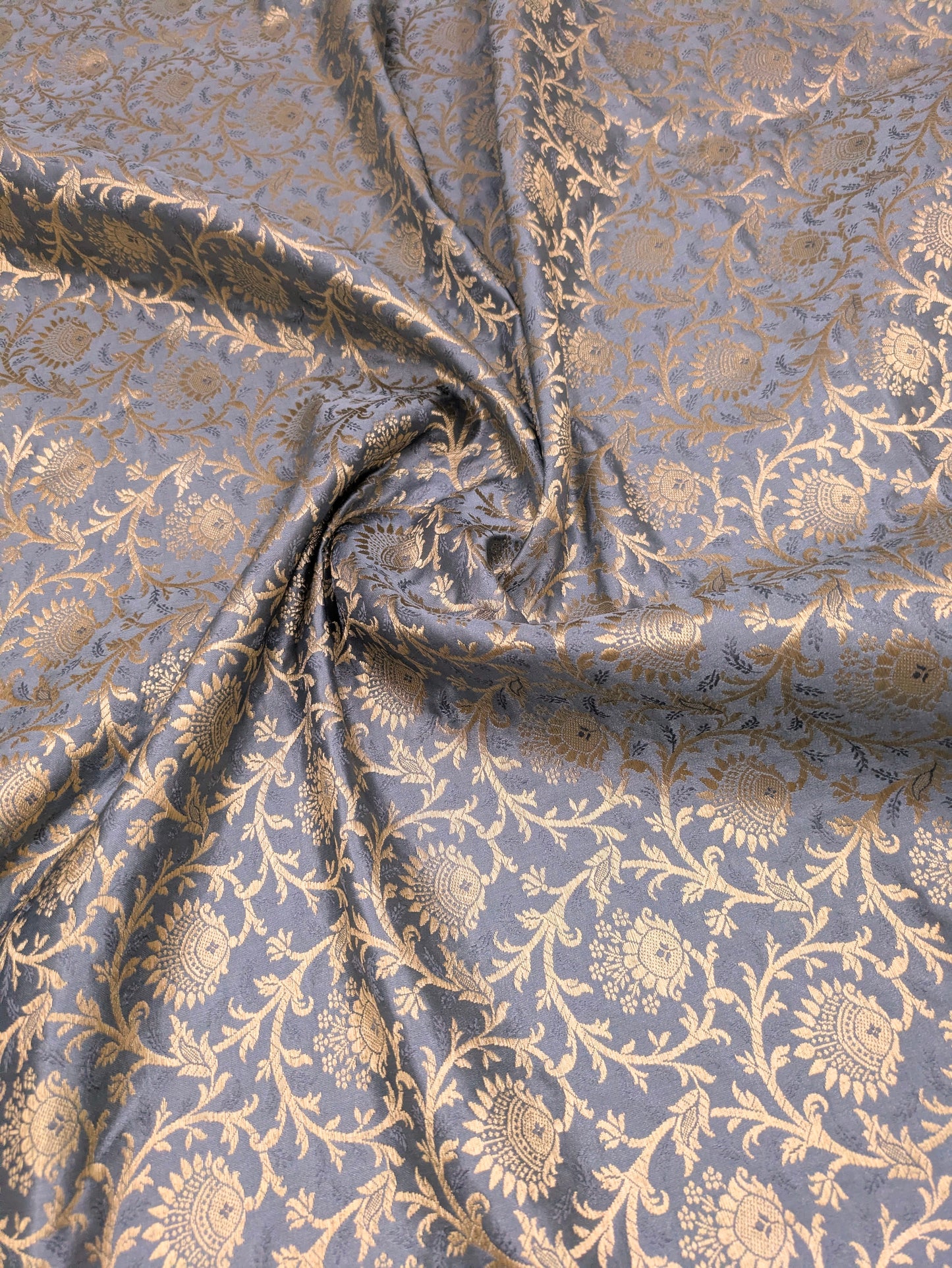 Brocade Fabric Jacquard Damask Grey Gold Wedding Dress fabric Rayon silk brocade Renaissance fabric Fabric by the yard/meter - NFAF41