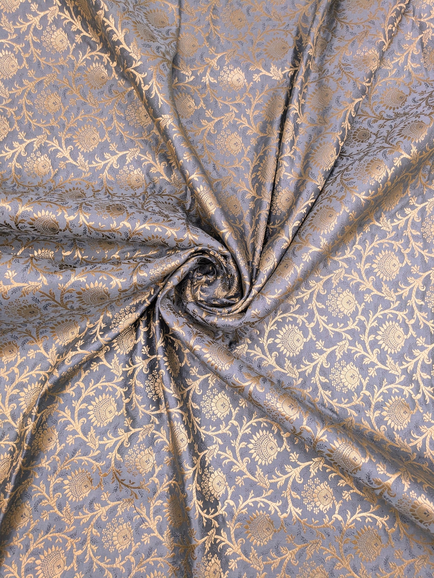 Brocade Fabric Jacquard Damask Grey Gold Wedding Dress fabric Rayon silk brocade Renaissance fabric Fabric by the yard/meter - NFAF41