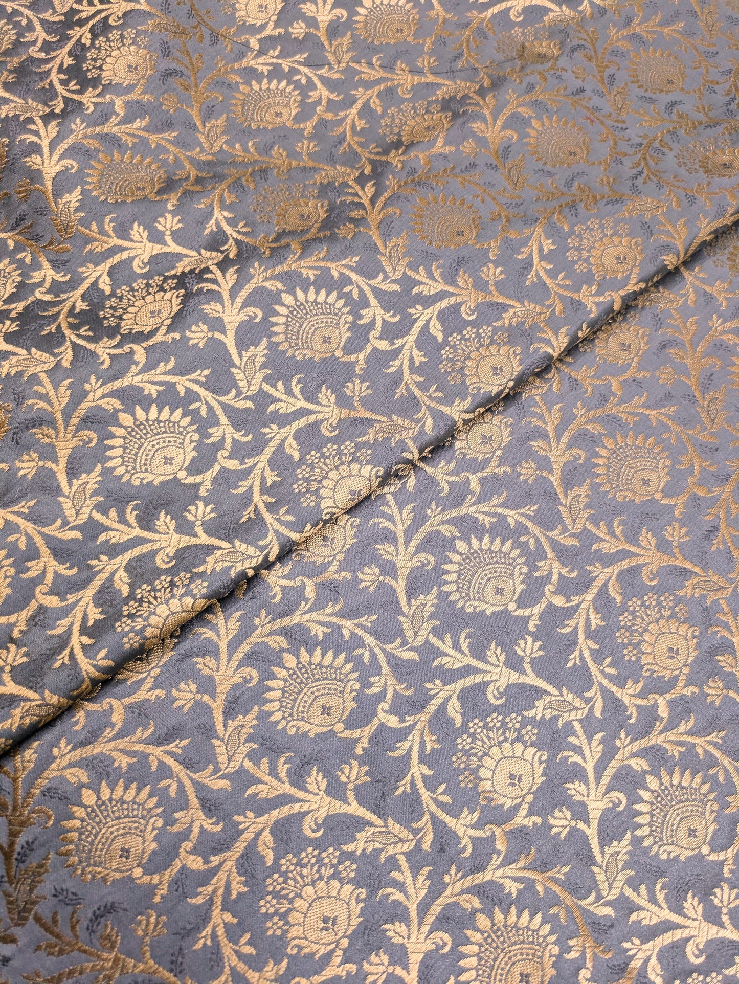 Brocade Fabric Jacquard Damask Grey Gold Wedding Dress fabric Rayon silk brocade Renaissance fabric Fabric by the yard/meter - NFAF41