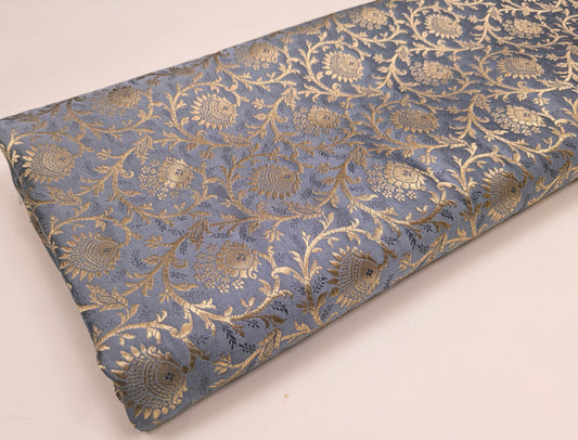 Brocade Fabric Jacquard Damask Grey Gold Wedding Dress fabric Rayon silk brocade Renaissance fabric Fabric by the yard/meter - NFAF41
