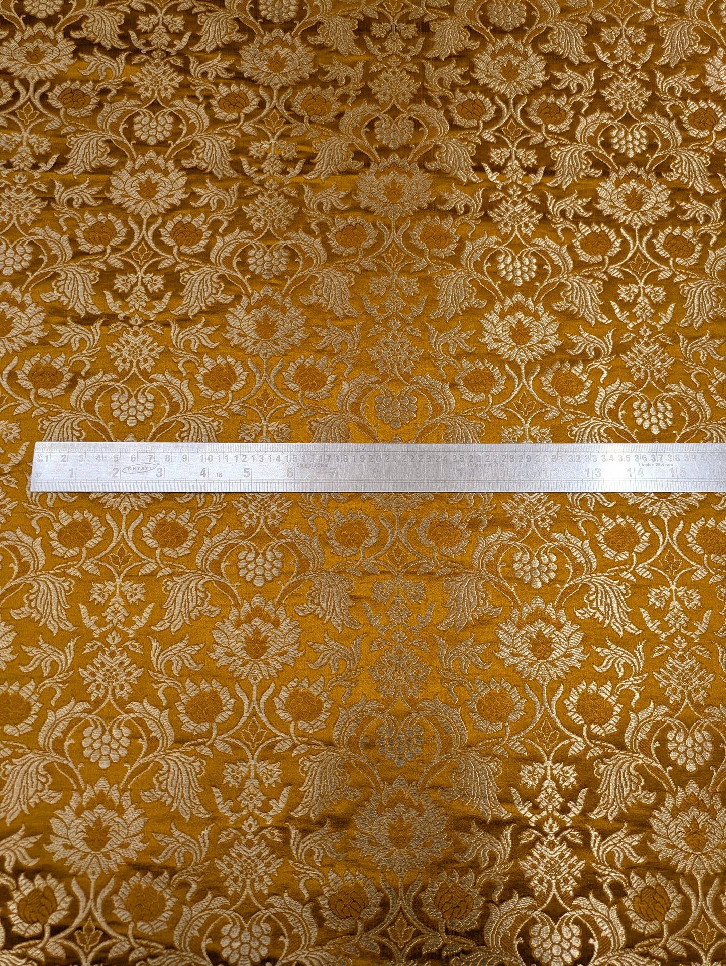 Mustard light gold jacquard brocade fabric, Rayon silk brocade, Theatre costume, Designer fabric, Fabric by the yard/meter - NFAF428