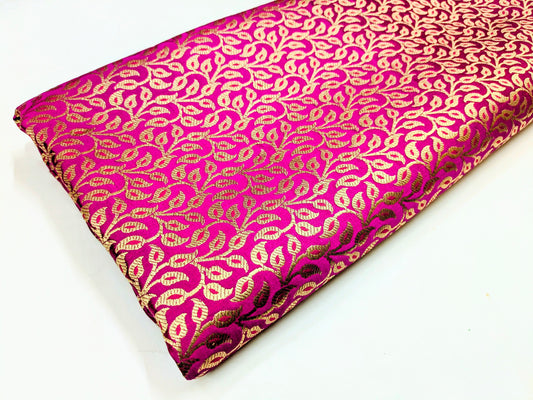 Indian Banarasi Brocade fabric, Pink Gold Jacquard fabric, Home décor fabric, Medieval fabric, Lace brocade, Designer fabric - NFAF436