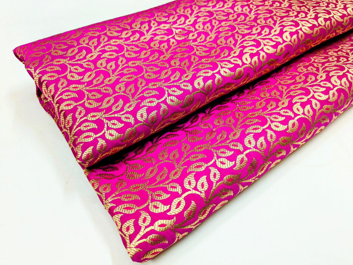 Indian Banarasi Brocade fabric, Pink Gold Jacquard fabric, Home décor fabric, Medieval fabric, Lace brocade, Designer fabric - NFAF436