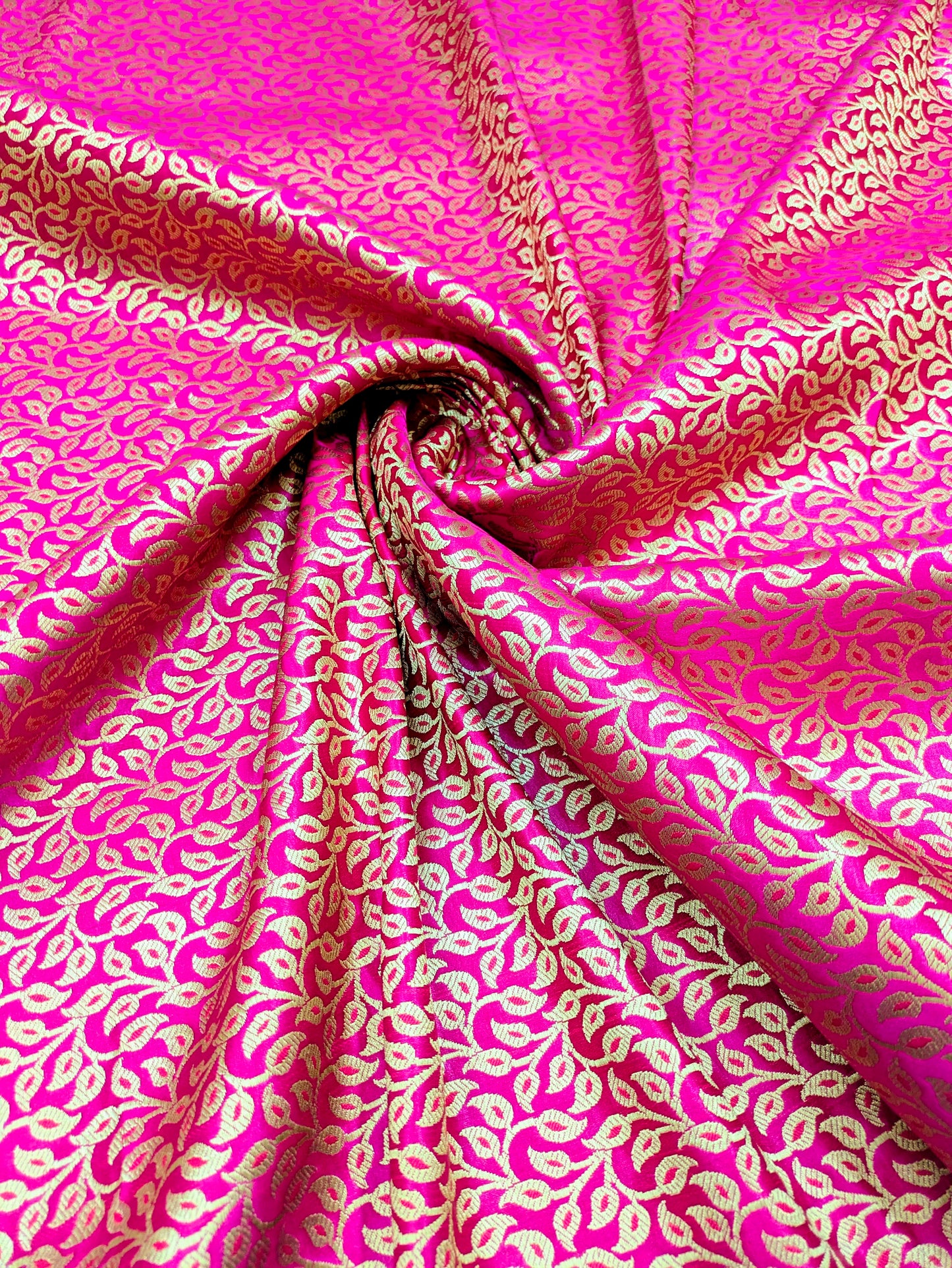 Indian Banarasi Brocade fabric, Pink Gold Jacquard fabric, Home décor fabric, Medieval fabric, Lace brocade, Designer fabric - NFAF436