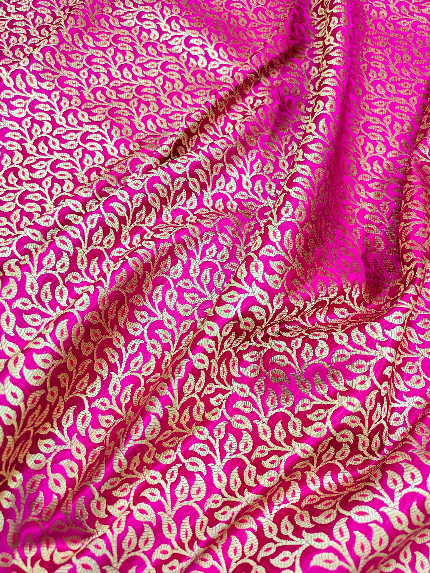 Indian Banarasi Brocade fabric, Pink Gold Jacquard fabric, Home décor fabric, Medieval fabric, Lace brocade, Designer fabric - NFAF436