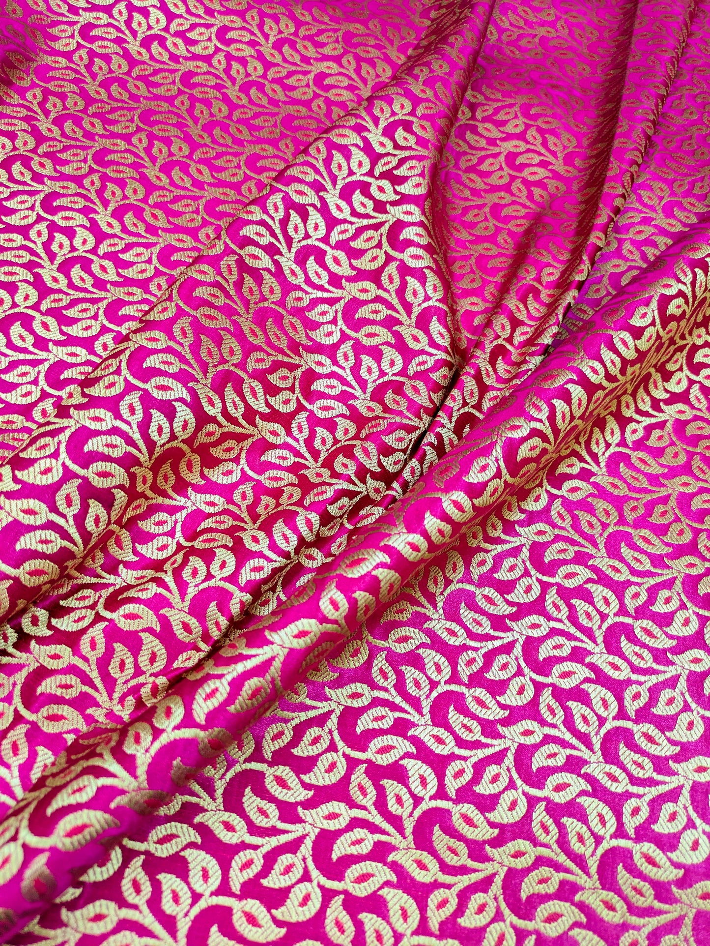 Indian Banarasi Brocade fabric, Pink Gold Jacquard fabric, Home décor fabric, Medieval fabric, Lace brocade, Designer fabric - NFAF436