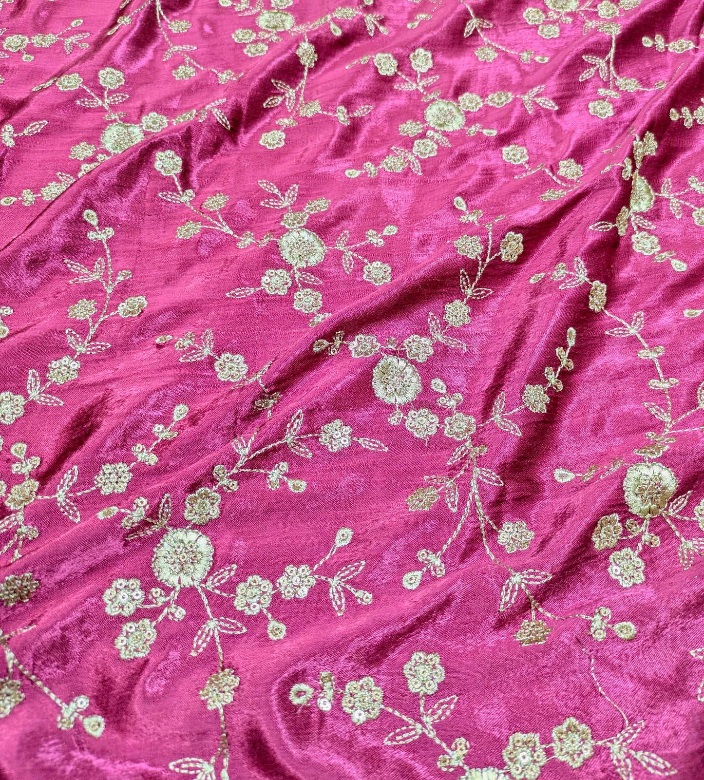 Wine Embroidered fabric, Embroidery art, Thread embroidery, Indian fabric, Gold flower, Haute couture, Wedding dress, Bridesmaid dress - NFAF467