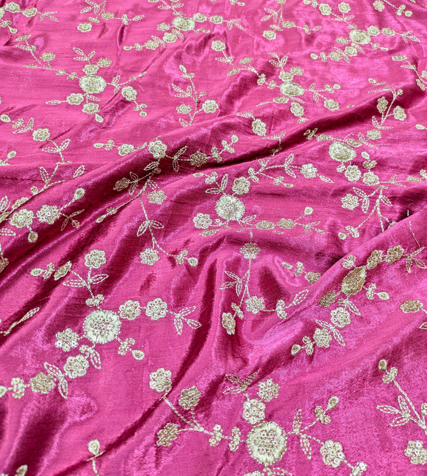 Wine Embroidered fabric, Embroidery art, Thread embroidery, Indian fabric, Gold flower, Haute couture, Wedding dress, Bridesmaid dress - NFAF467