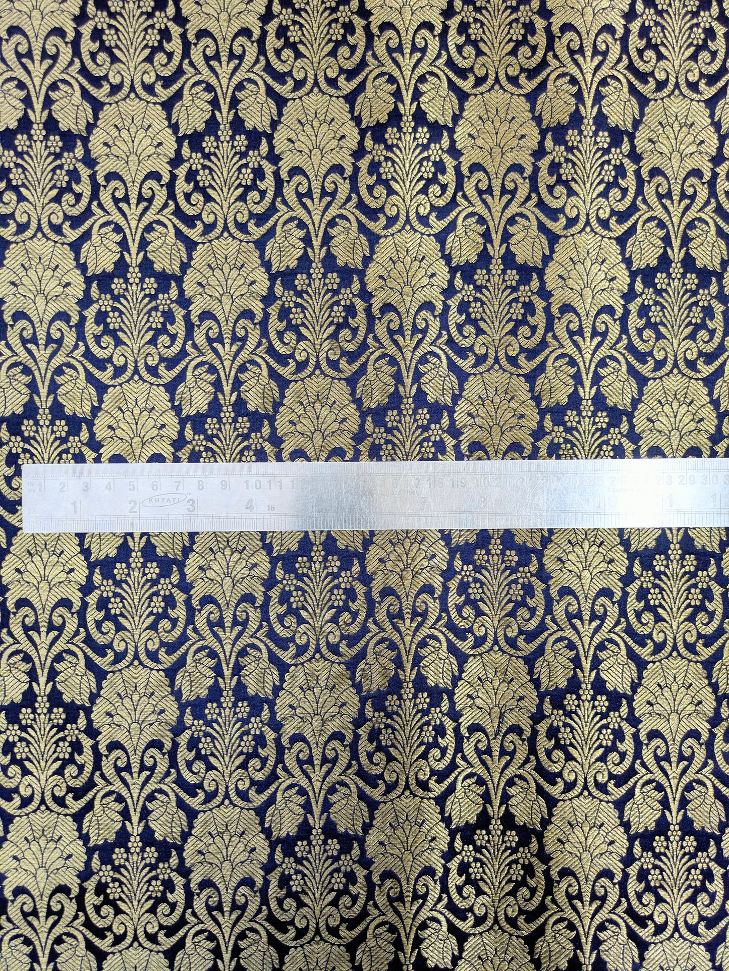 Indian brocade fabric by the yard Blue gold Wedding dress fabric Fancy fabric Brokat Jacquard Medieval fabric Gold Bridal fabric  - NFAF469