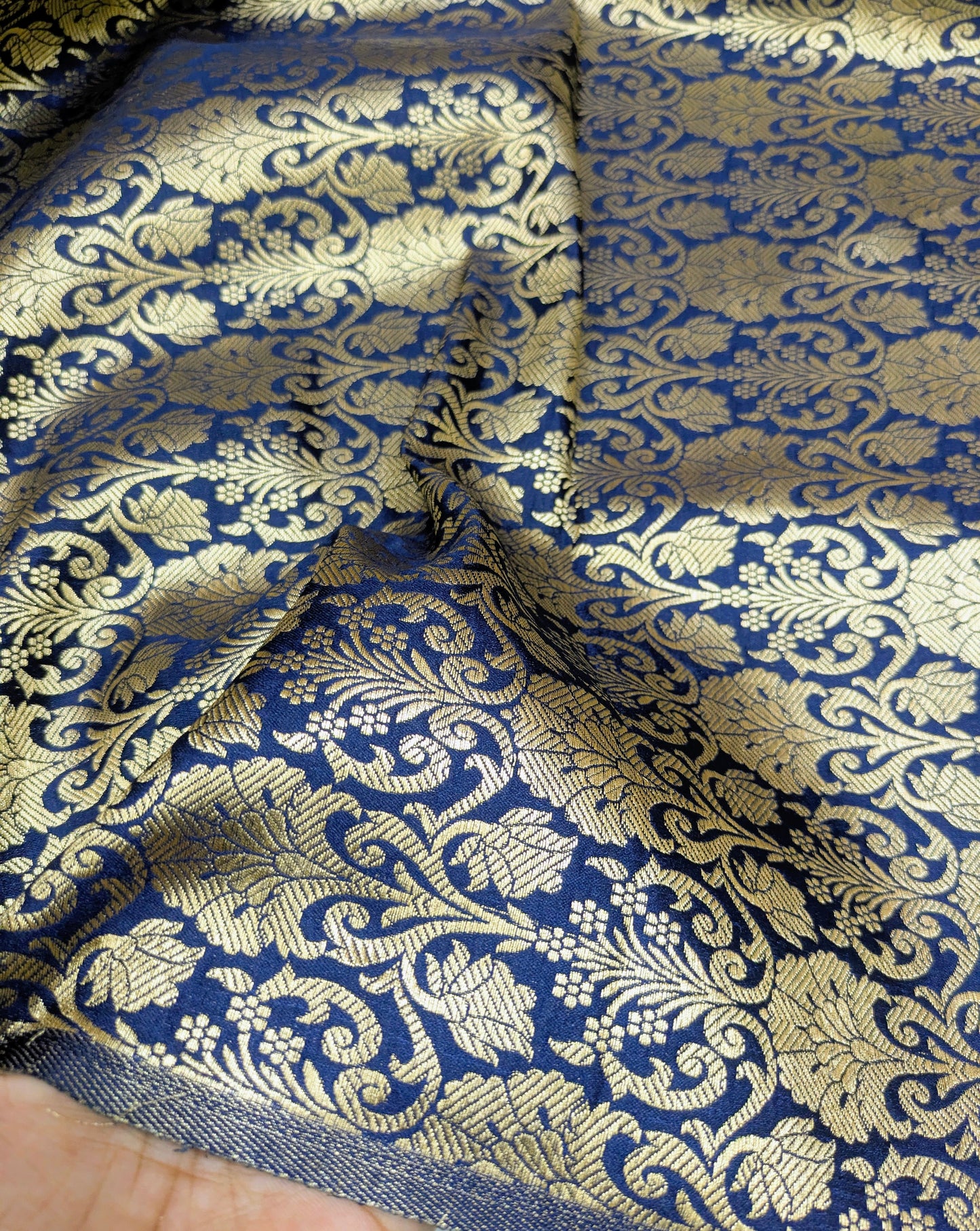 Indian brocade fabric by the yard Blue gold Wedding dress fabric Fancy fabric Brokat Jacquard Medieval fabric Gold Bridal fabric  - NFAF469