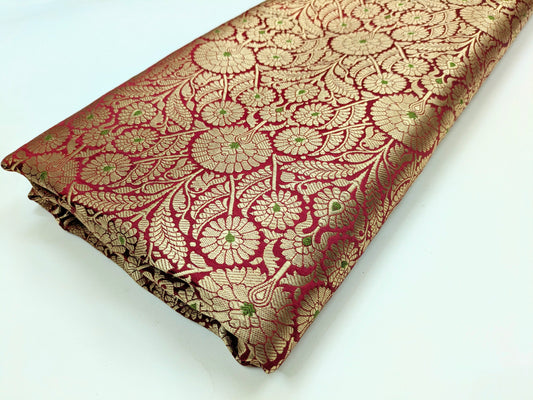 Red Gold Damask jacquard brocade Wedding fabric Rayon Silk Brocade Gothic fabric Theatre costume Vintage Brocade Fabric By The Yard NFAF470