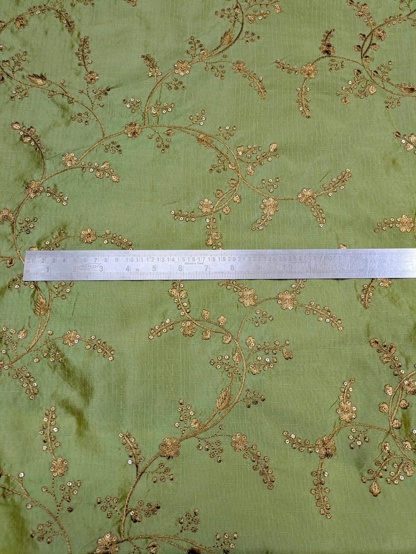 Embroidered fabric Green Gold Wedding Bridal dress fabric Gold embroidery fabric Lehenga Indian Upholstery fabric high quality rayon Silk NFAF472