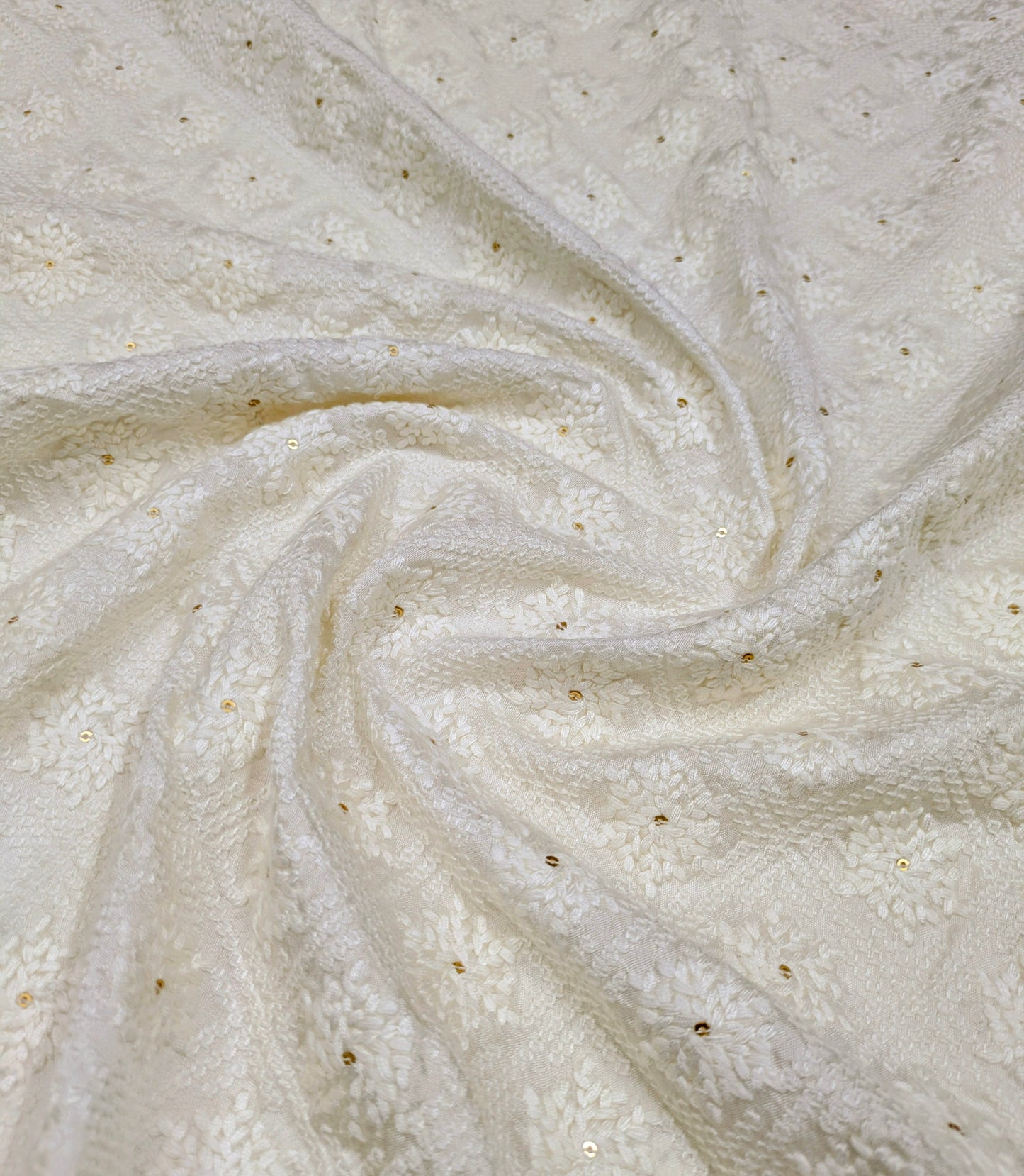Off white embroidered fabric, Thread embroidery, Royal fabric, Haute couture, Thread embroidery, Wedding inspiration, Evening dress - NFAF475