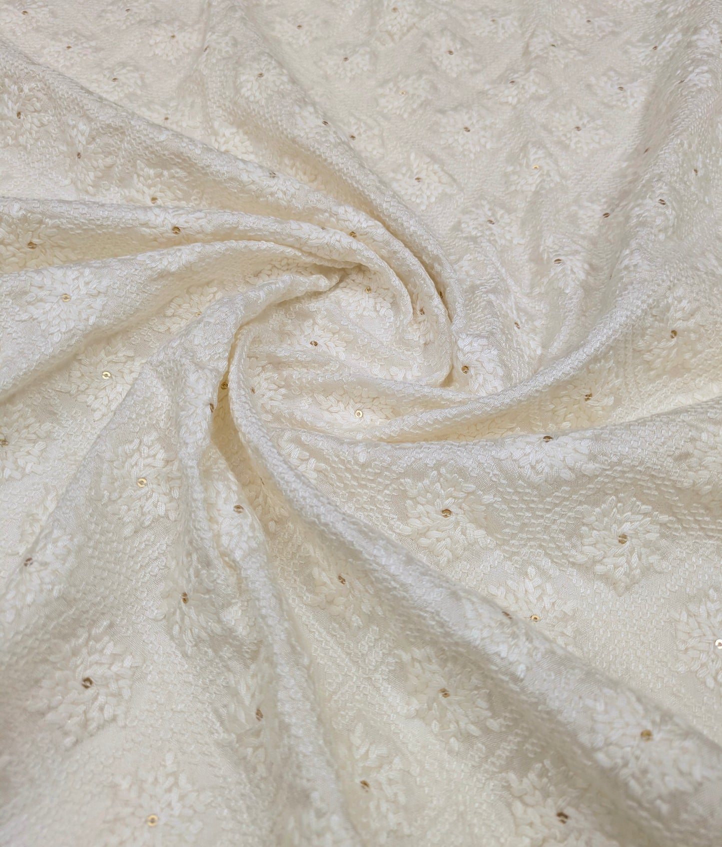 Off white embroidered fabric, Thread embroidery, Royal fabric, Haute couture, Thread embroidery, Wedding inspiration, Evening dress - NFAF475