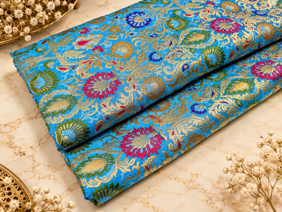 Brocade fabric Jacquard damask fabric Gifts for her Wedding bridal fabric Clothing Material Silk dress Brocade fabric by the Yard- NFAF477