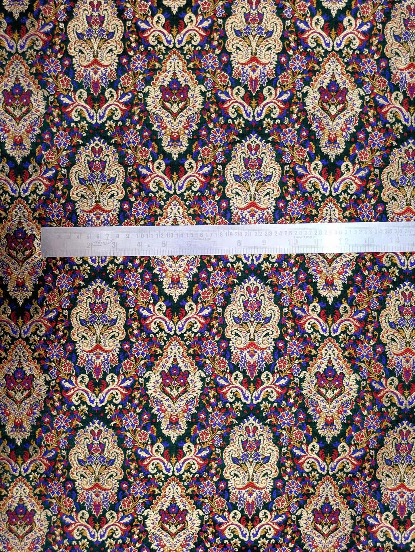 Indian Dark Green & Gold Indian Brocade Fabric Jacquard Damask Luxurious Brocade Fabric Festival wear Bridal fabric Upholstery fabric -NFAF501