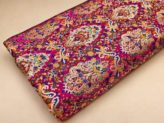 Brocade fabric Jacquard damask fabric Wedding bridal fabric Upholstery fabric Silk Dress Fabric Gold Brocade fabric by the yard- NFAF503