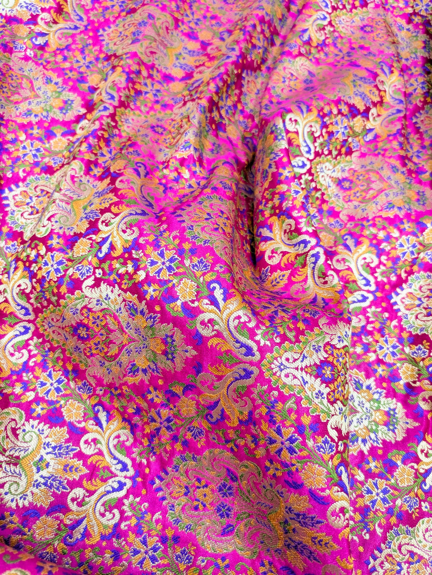 Brocade fabric Jacquard damask fabric Wedding bridal fabric Upholstery fabric Silk Dress Fabric Gold Brocade fabric by the yard- NFAF503