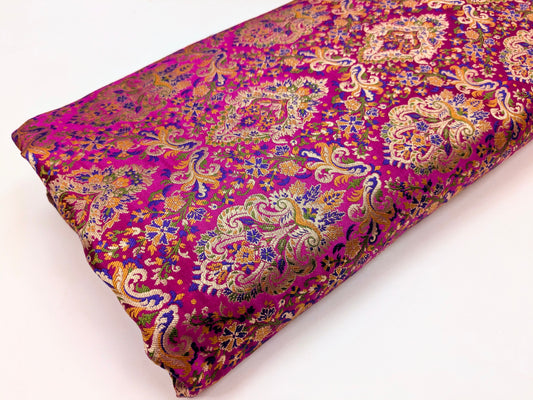 Brocade fabric Jacquard damask fabric Wedding bridal fabric Upholstery fabric Silk Dress Fabric Gold Brocade fabric by the yard- NFAF503