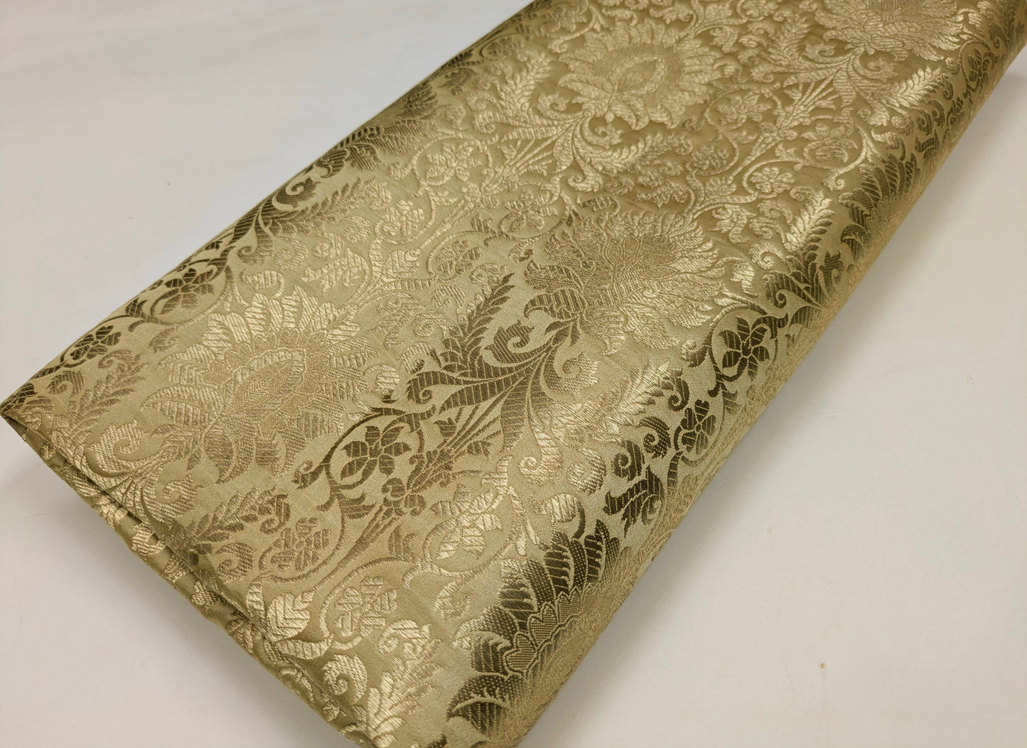Banarasi brocade fabric, Beige & gold Rayon silk brocade fabric, Home décor fabric, Flower brocade, Jacquard fabric, Fabric by the yard/meter - NFAF509