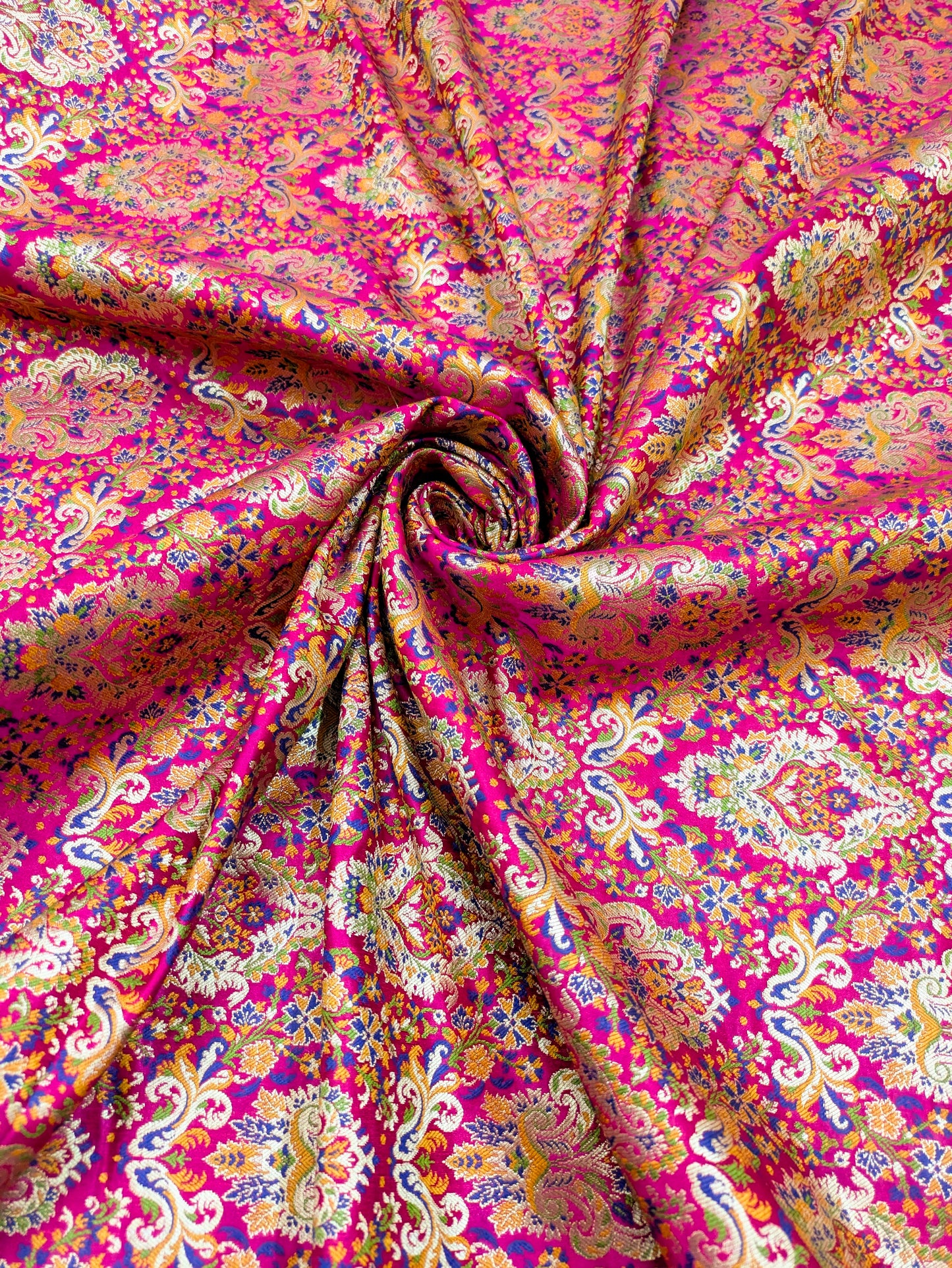 Brocade fabric Jacquard Damask Fabric Pink Gold Brocade Wedding Dress fabric Rayon Silk brocade Bridal fabric Upholstery Fabric by the yard
