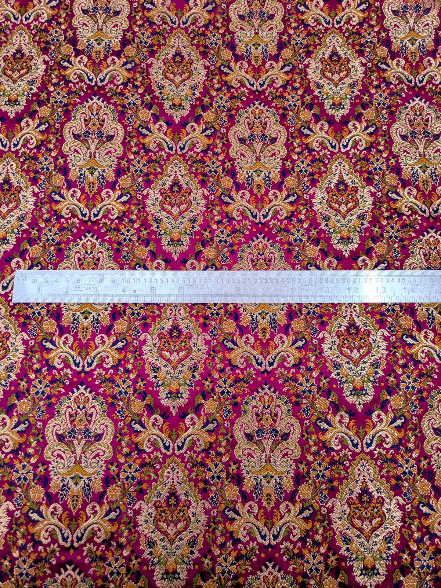 Brocade fabric Jacquard Damask Fabric Pink Gold Brocade Wedding Dress fabric Rayon Silk brocade Bridal fabric Upholstery Fabric by the yard