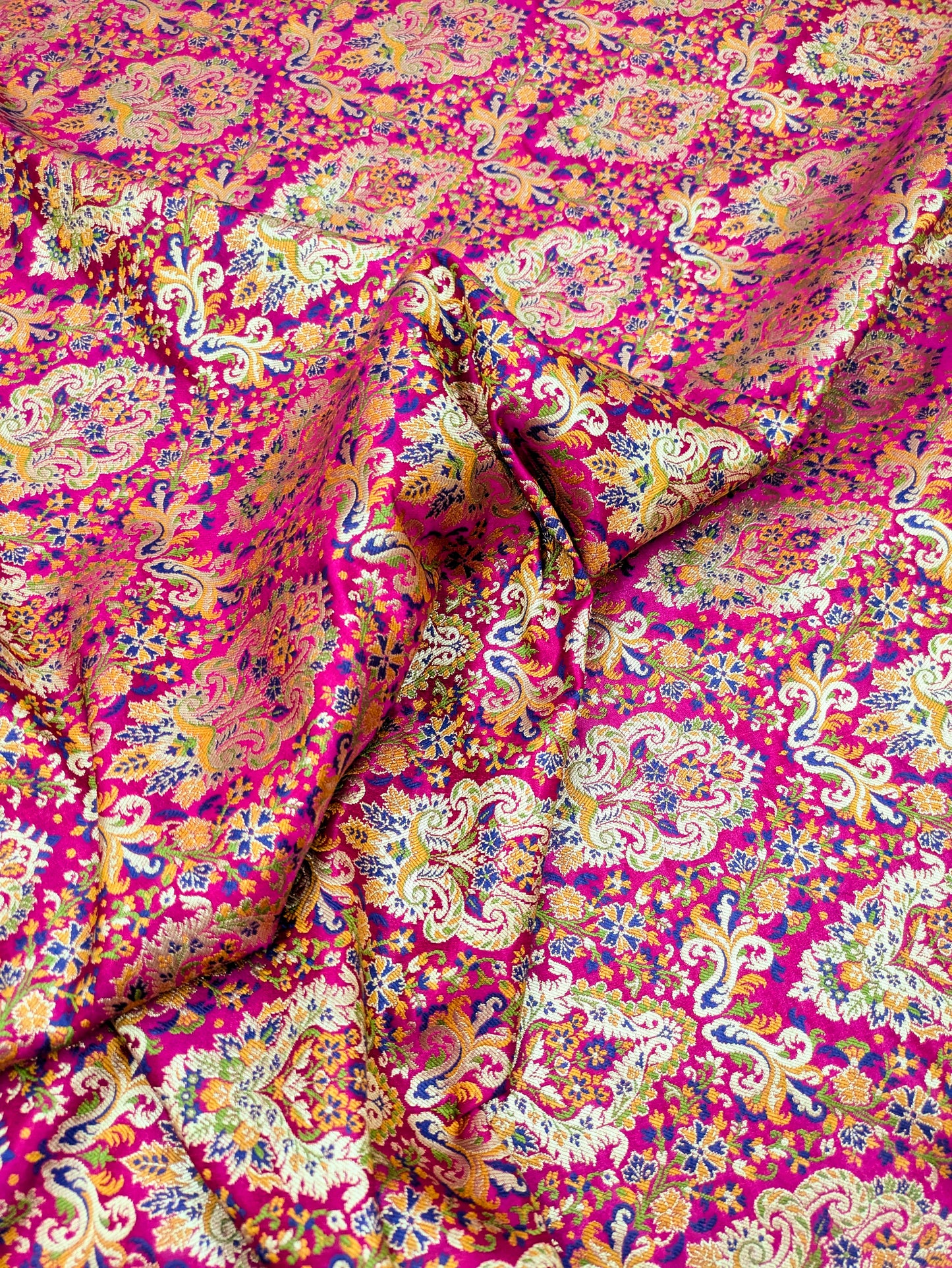 Brocade fabric Jacquard Damask Fabric Pink Gold Brocade Wedding Dress fabric Rayon Silk brocade Bridal fabric Upholstery Fabric by the yard