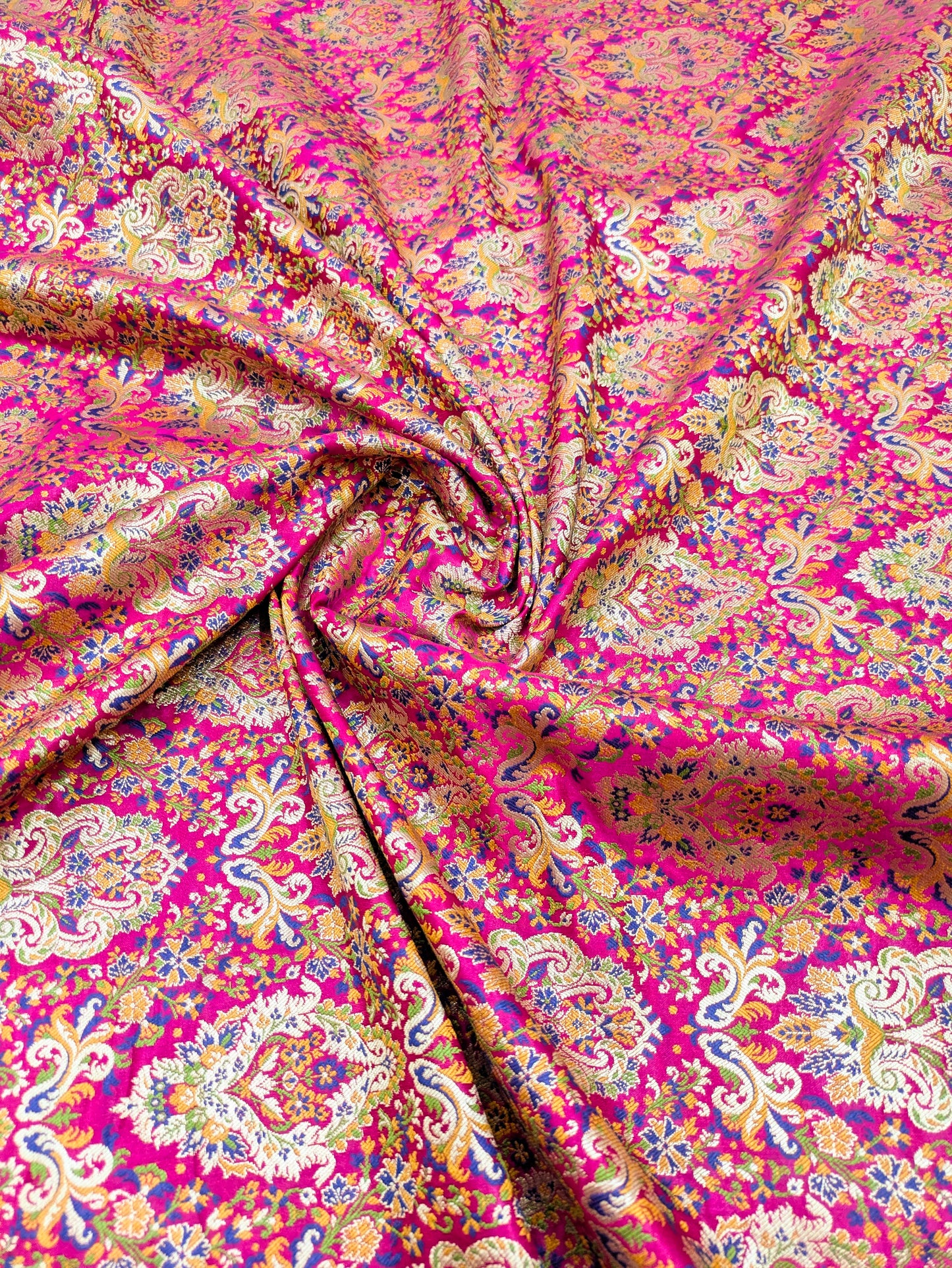 Brocade fabric Jacquard Damask Fabric Pink Gold Brocade Wedding Dress fabric Rayon Silk brocade Bridal fabric Upholstery Fabric by the yard