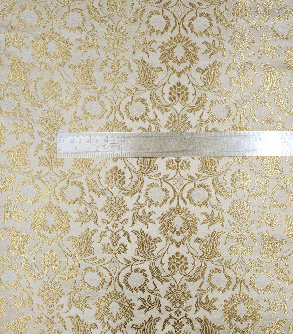 Brocade fabric Jacquard Damask fabric off White Gold Wedding Bridal Dress fabric Headband brocade Satin Silk brocade by the yard NFAF521