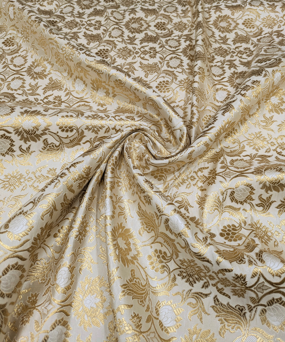 Brocade fabric Jacquard Damask fabric off White Gold Wedding Bridal Dress fabric Headband brocade Satin Silk brocade by the yard NFAF521