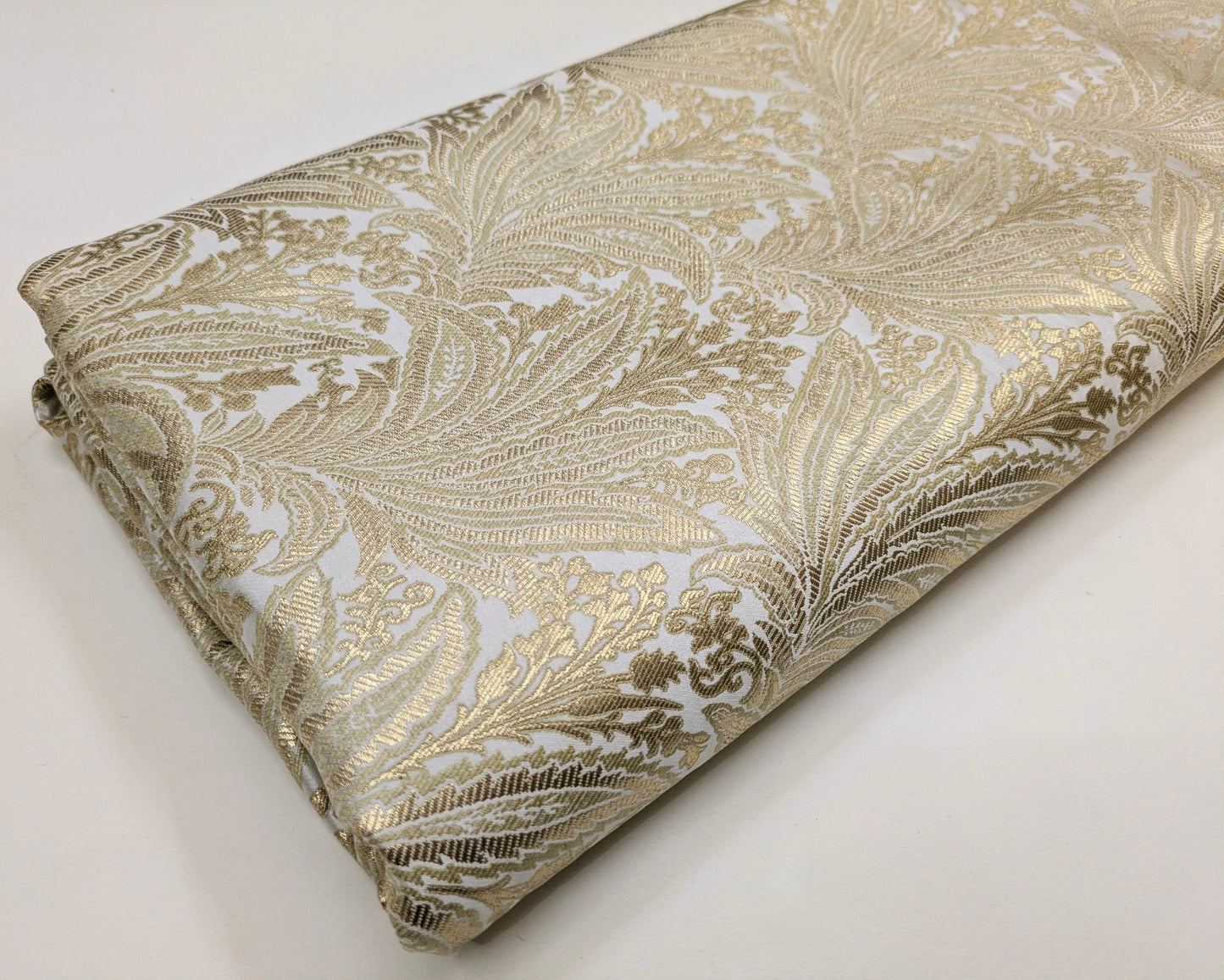 Indian Brocade fabric Jacquard damask fabric White Gold fabric Wedding bridal fabric Luxury dress fabric Upholstery fabric by the yard NFAF554