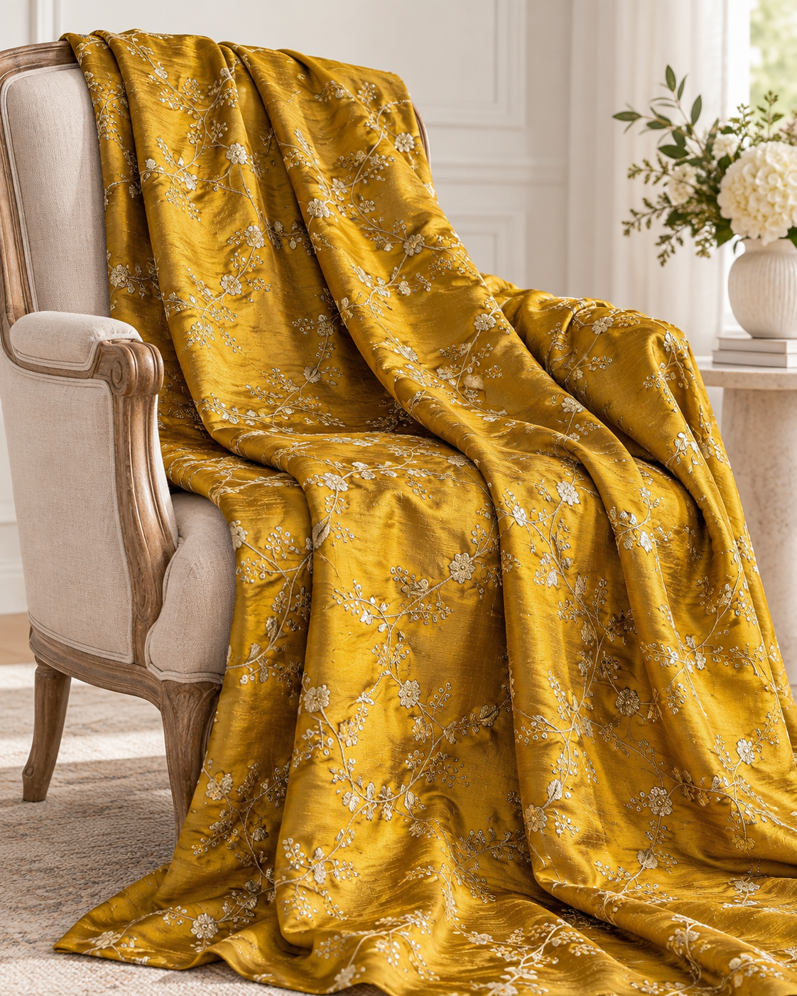 Rust and gold embroidered fabric, Wedding dress, Bridesmaid dress, Indian fabric, Luxury fabric, Haute couture, Fashion fabric - NFAF559