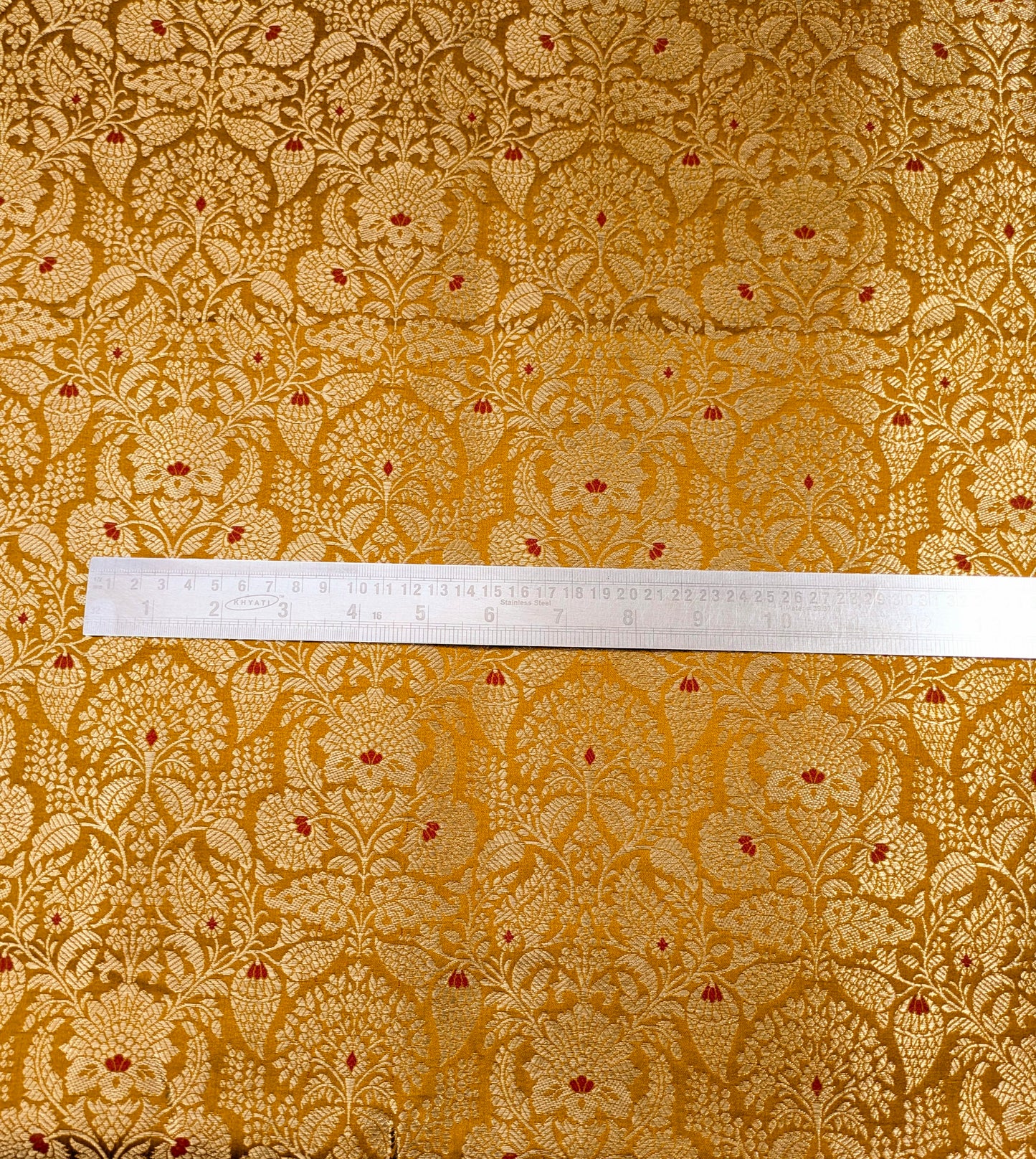 Indian Brocade fabric Jacquard damask fabric Mustard Gold fabric Wedding bridal fabric Luxury dress fabric Upholstery fabric by the yard NFAF561