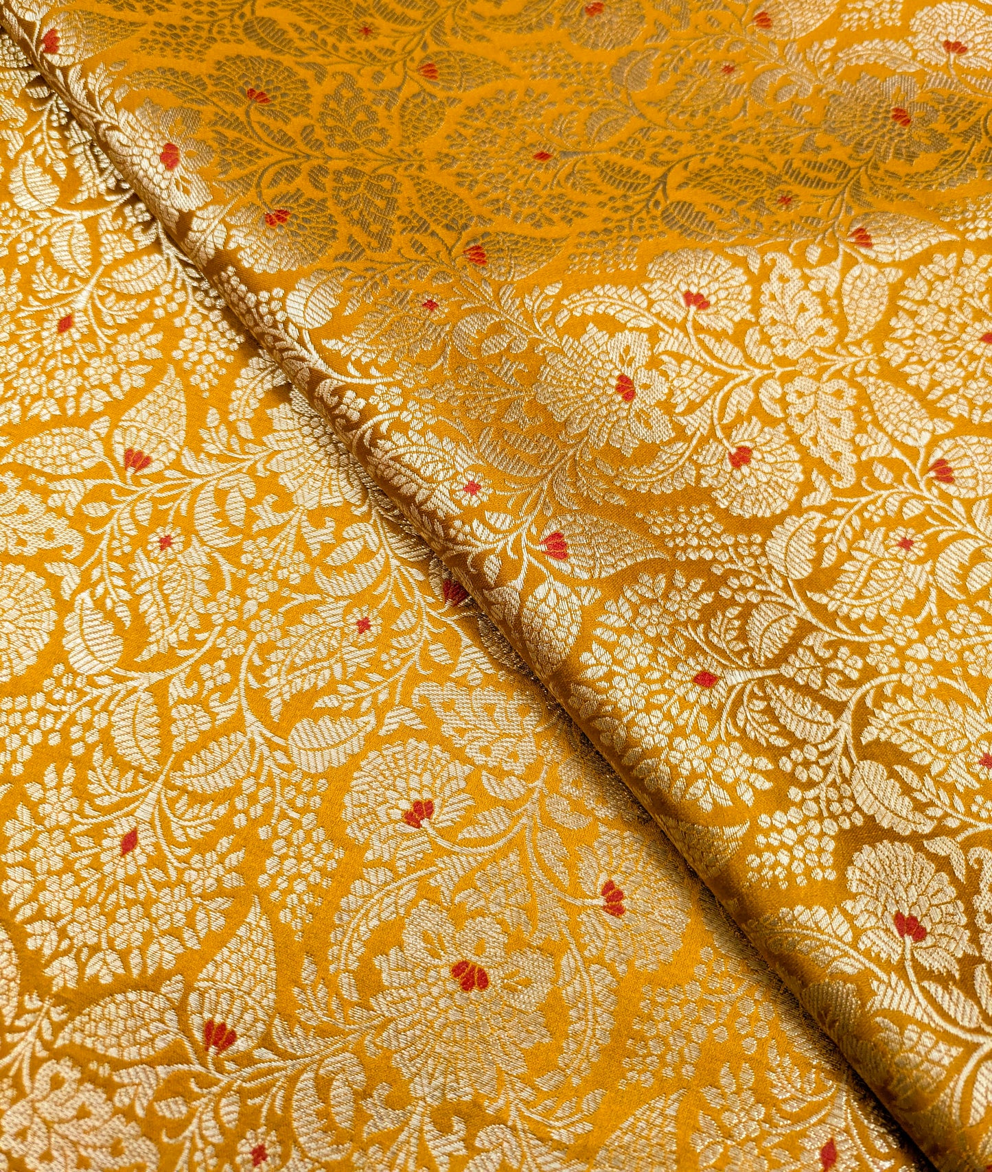 Indian Brocade fabric Jacquard damask fabric Mustard Gold fabric Wedding bridal fabric Luxury dress fabric Upholstery fabric by the yard NFAF561