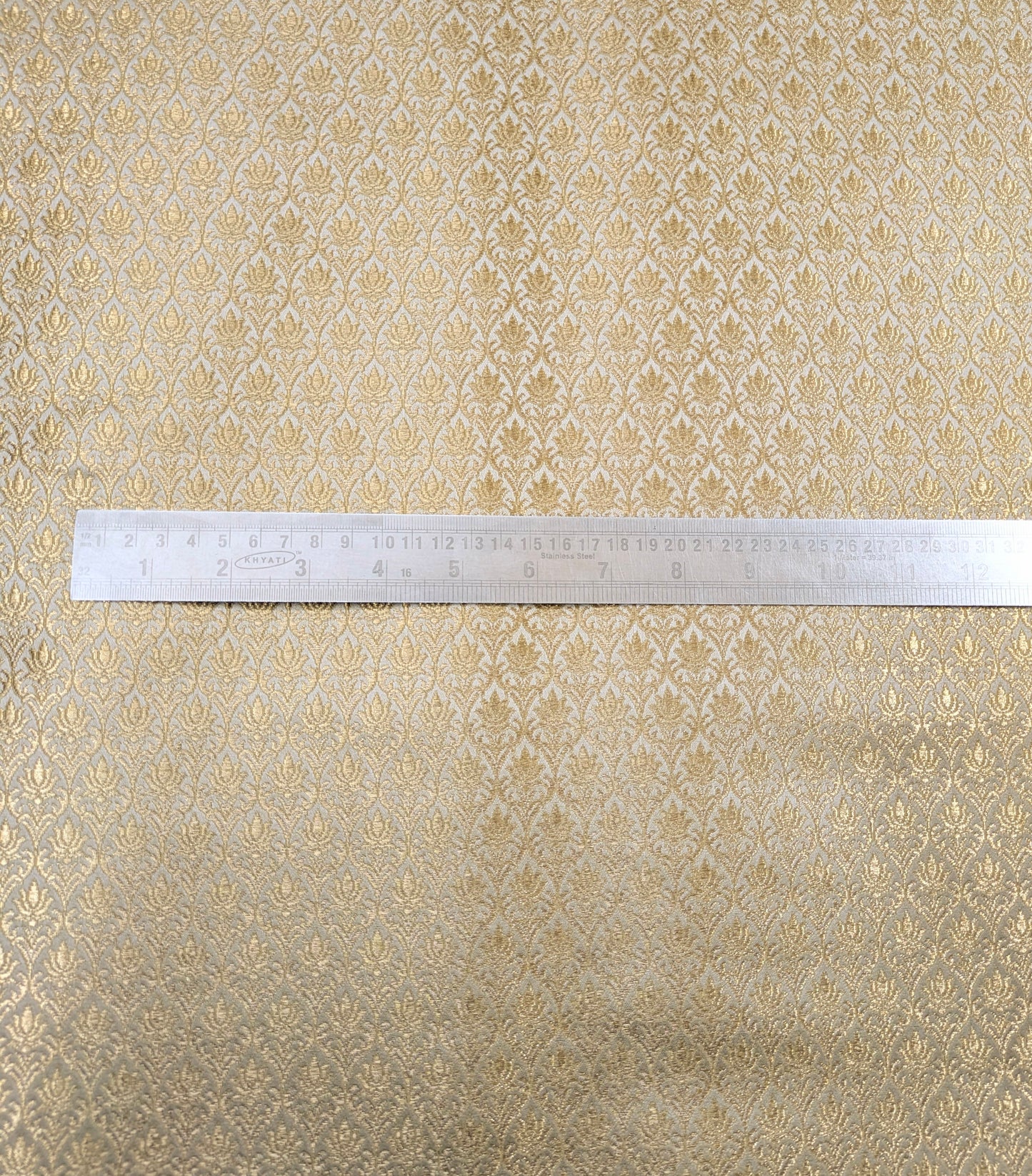 Banarasi Brocade Fabric, light Beige and Gold Rayon silk fabric, Floral brocade, Wedding fabric, Lace brocade, Gold brocade, Party fabric - NFAF564