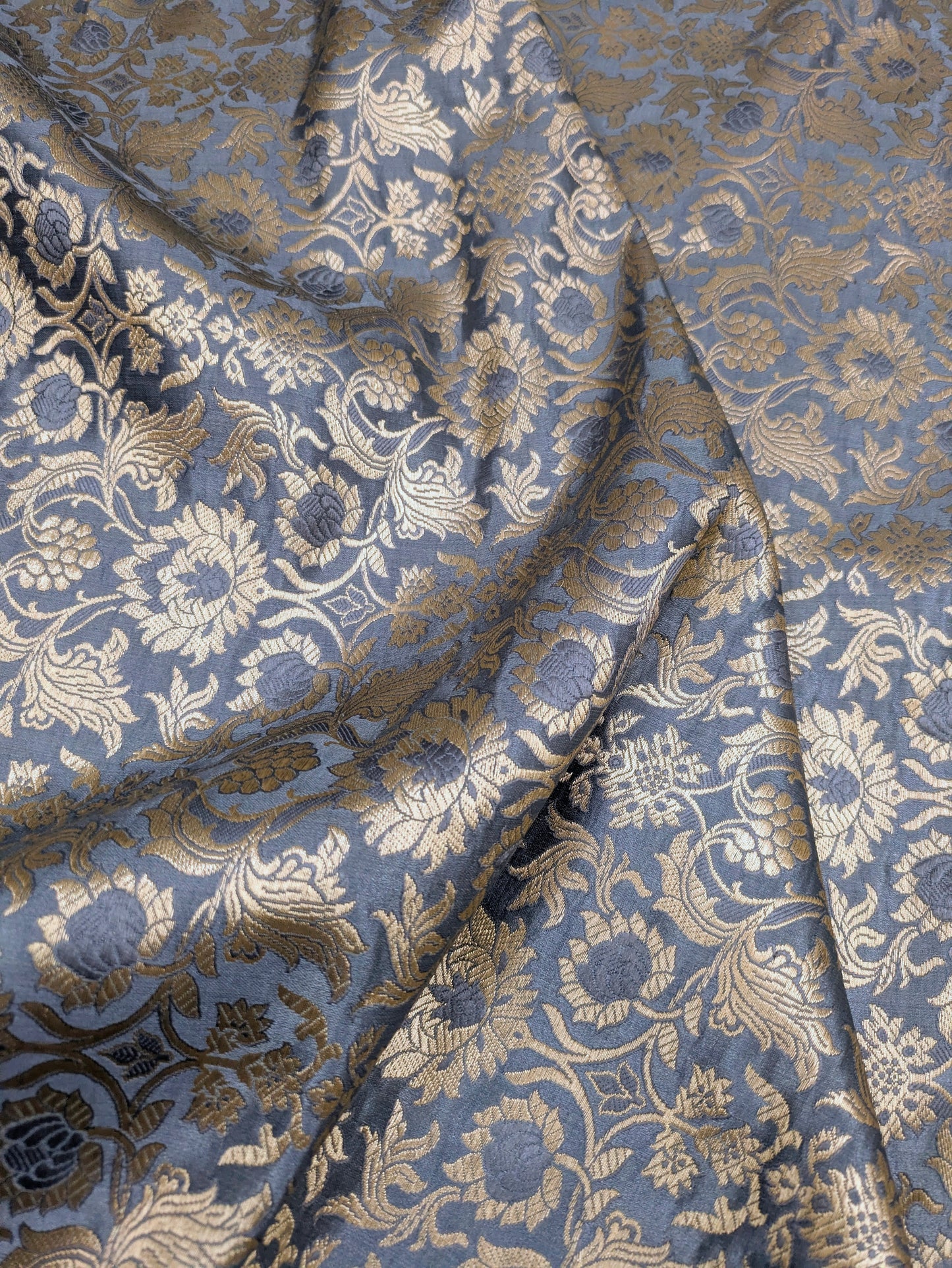 Gray Gold Brocade fabric Jacquard Damask Fabric Wedding Bridal Dress fabric Upholstery High Quality Brocade Fabric by the Yard