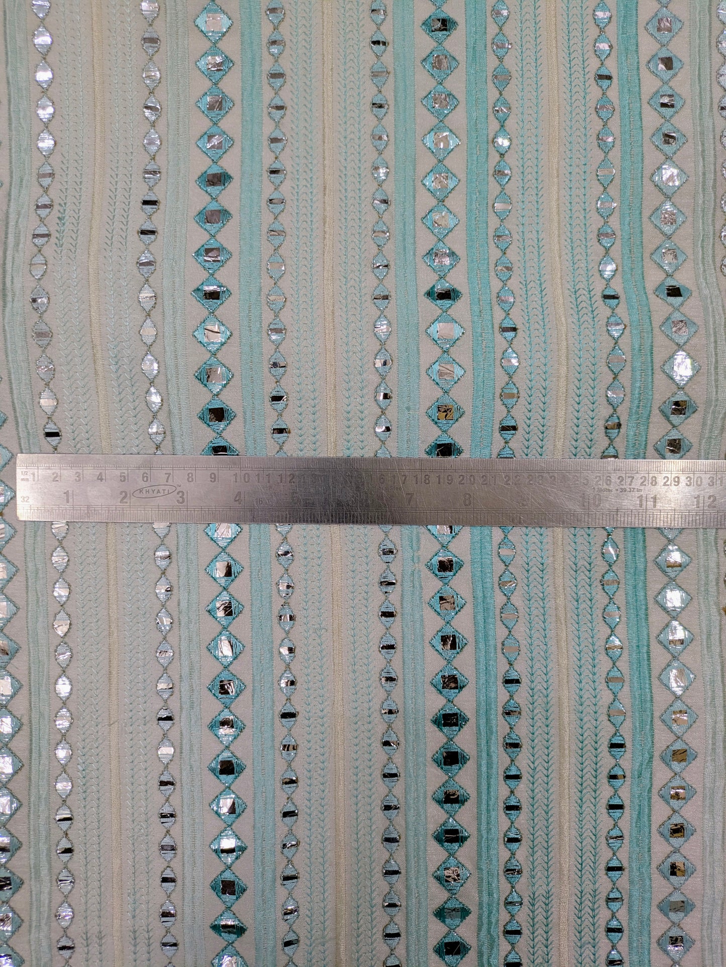 Sea green embroidered fabric, Wedding dress, Fabric store, Luxury fabric, Thread embroidery, Indian fabric, Couture fashion, Royal fabric - NFAF662