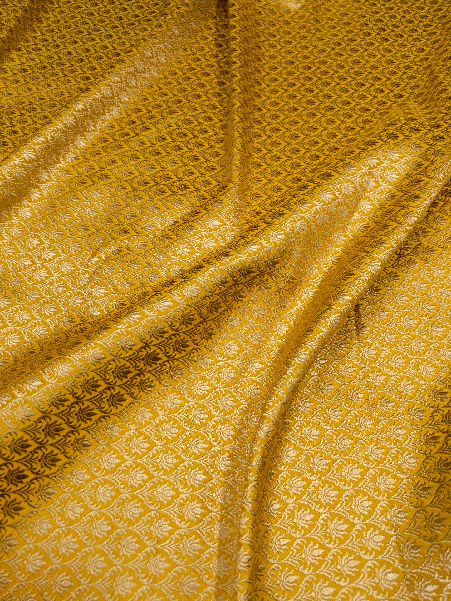Brocade fabric Yellow Gold Jacquard Damask Rayon Silk brocade Fabric Wedding Bridal High Grade Designer fabric by the yard Material NFAF71
