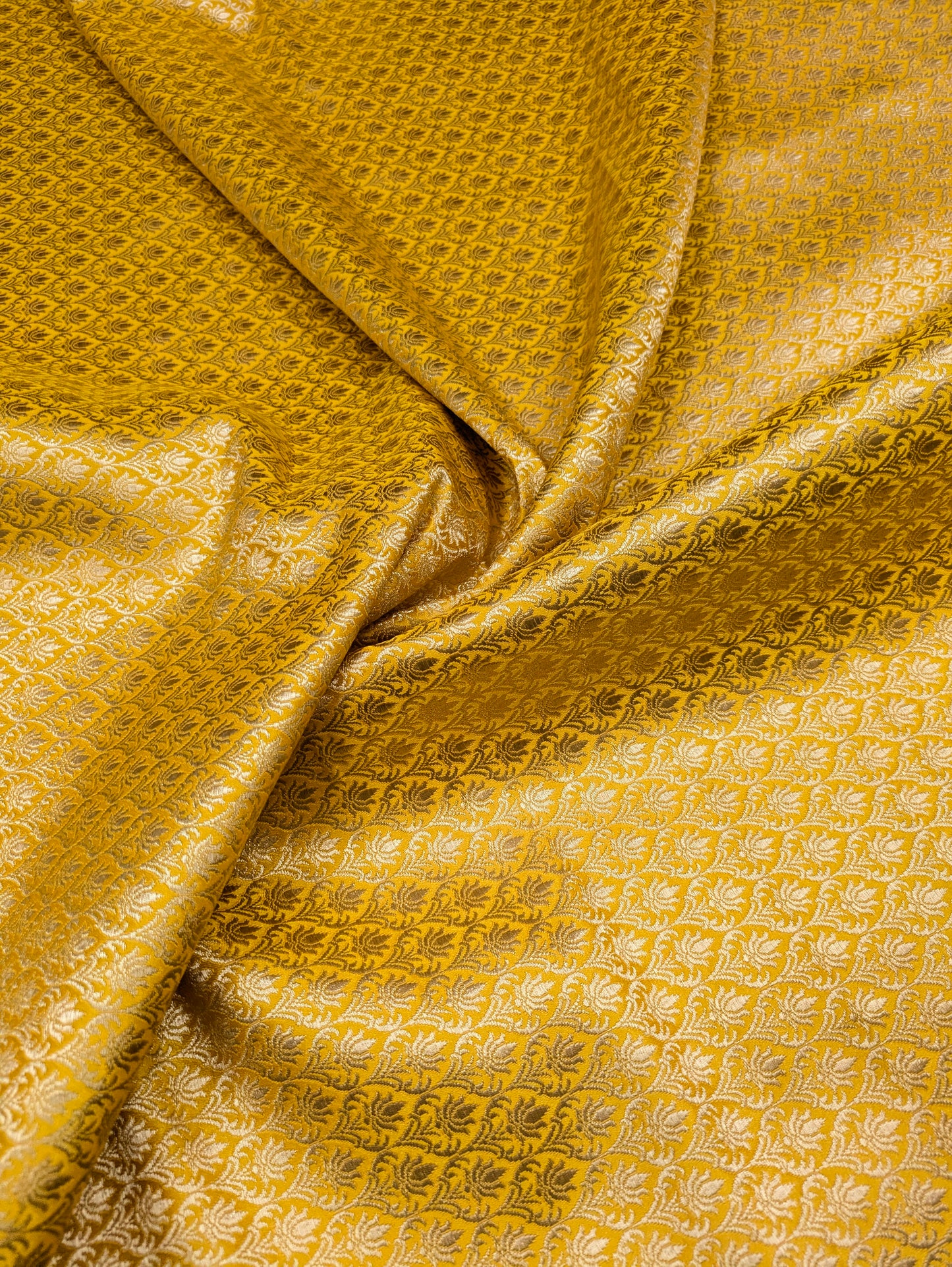 Brocade fabric Yellow Gold Jacquard Damask Rayon Silk brocade Fabric Wedding Bridal High Grade Designer fabric by the yard Material NFAF71