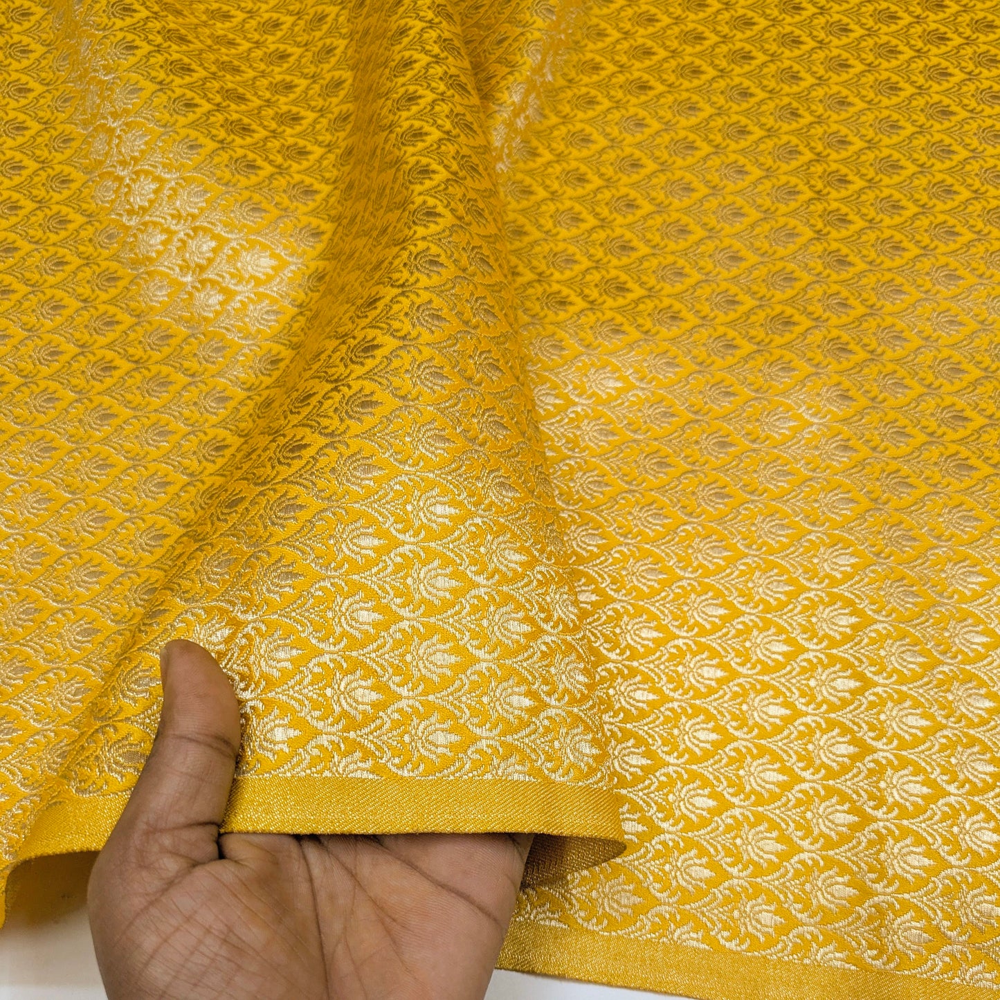 Brocade fabric Yellow Gold Jacquard Damask Rayon Silk brocade Fabric Wedding Bridal High Grade Designer fabric by the yard Material NFAF71