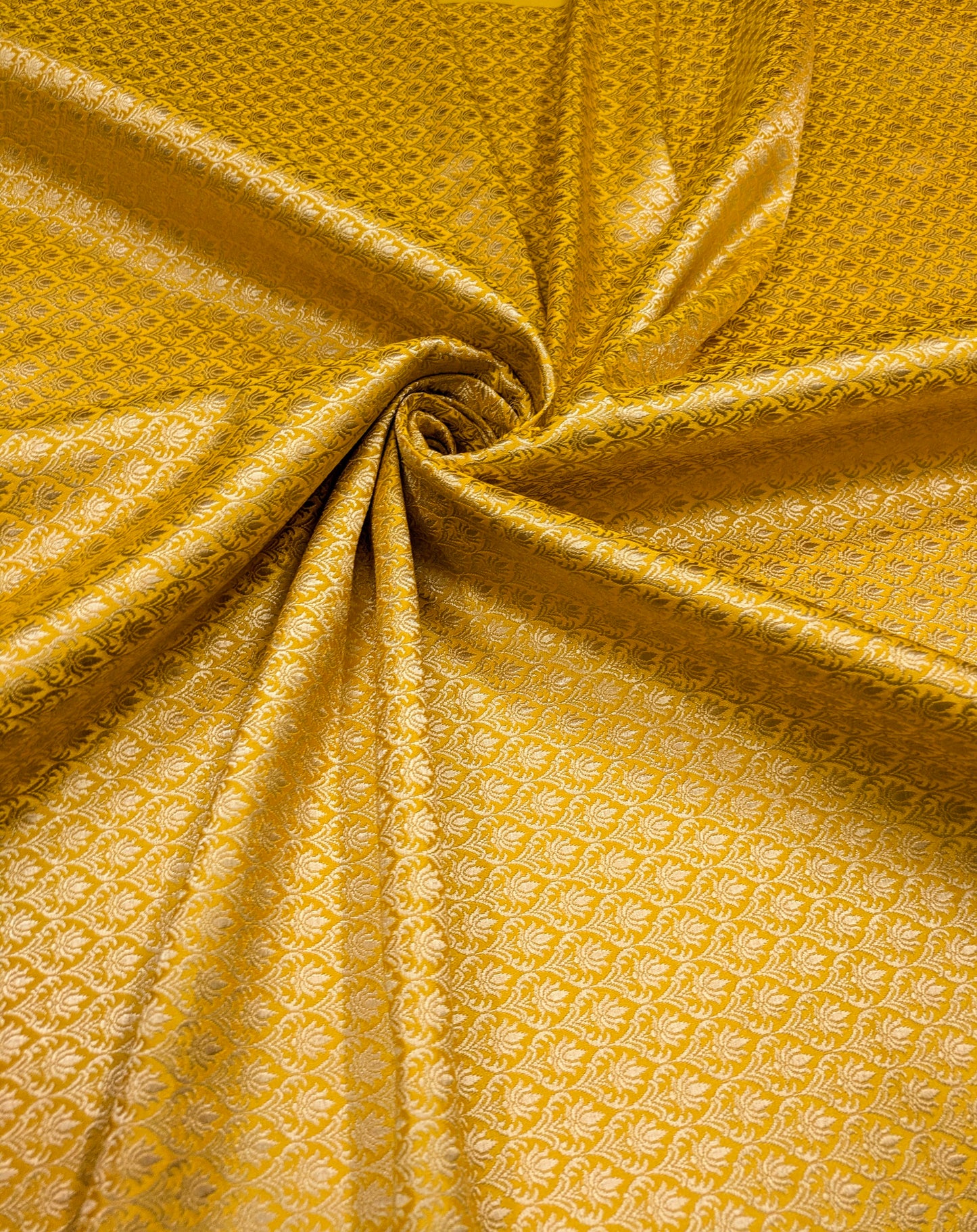 Brocade fabric Yellow Gold Jacquard Damask Rayon Silk brocade Fabric Wedding Bridal High Grade Designer fabric by the yard Material NFAF71