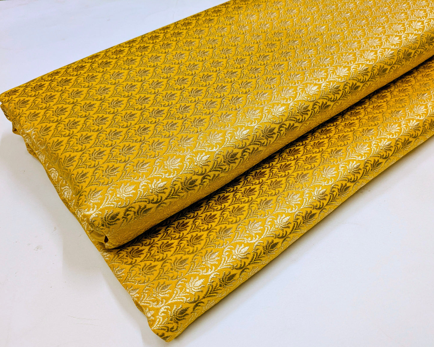Brocade fabric Yellow Gold Jacquard Damask Rayon Silk brocade Fabric Wedding Bridal High Grade Designer fabric by the yard Material NFAF71