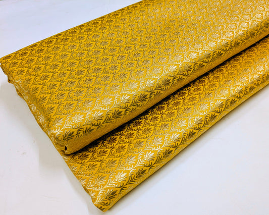 Brocade fabric Yellow Gold Jacquard Damask Rayon Silk brocade Fabric Wedding Bridal High Grade Designer fabric by the yard Material NFAF71