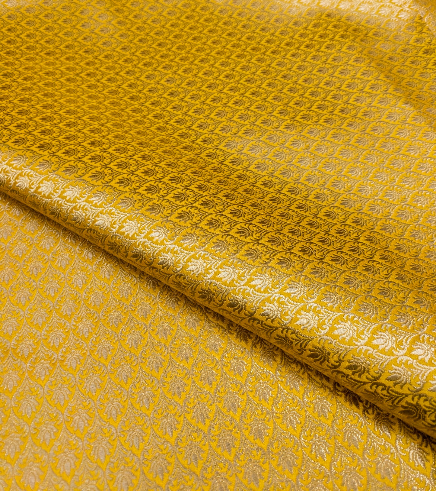 Brocade fabric Yellow Gold Jacquard Damask Rayon Silk brocade Fabric Wedding Bridal High Grade Designer fabric by the yard Material NFAF71