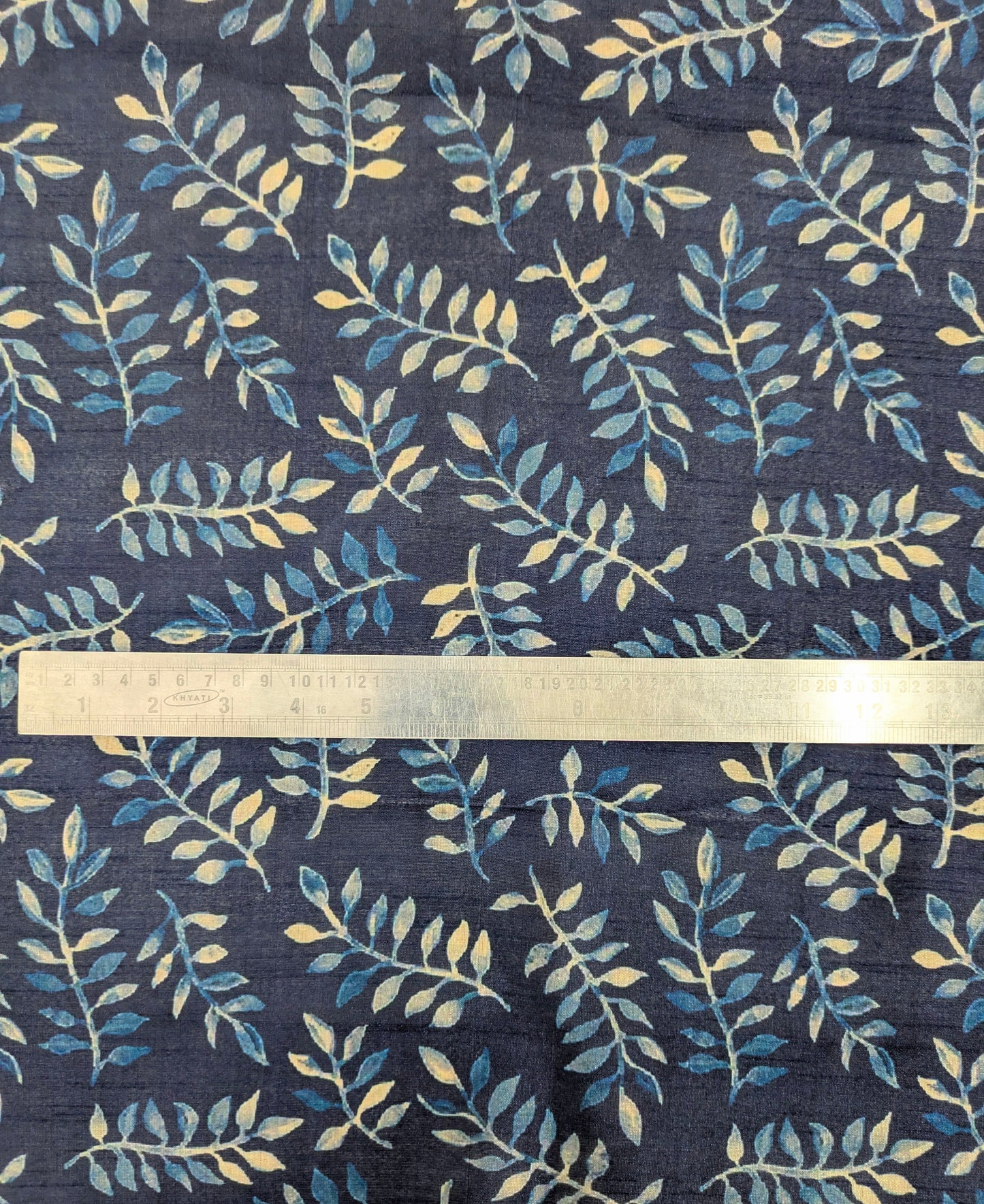 Blue printed tussar silk, Wedding dress, Bridesmaid dress, Floral fabric, Wedding inspiration, Vintage fabric, Luxury fabric - NFAF806
