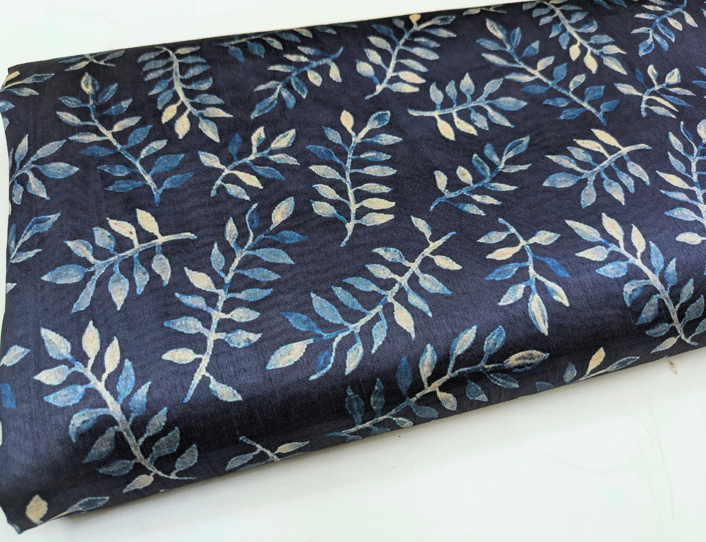 Blue printed tussar silk, Wedding dress, Bridesmaid dress, Floral fabric, Wedding inspiration, Vintage fabric, Luxury fabric - NFAF806