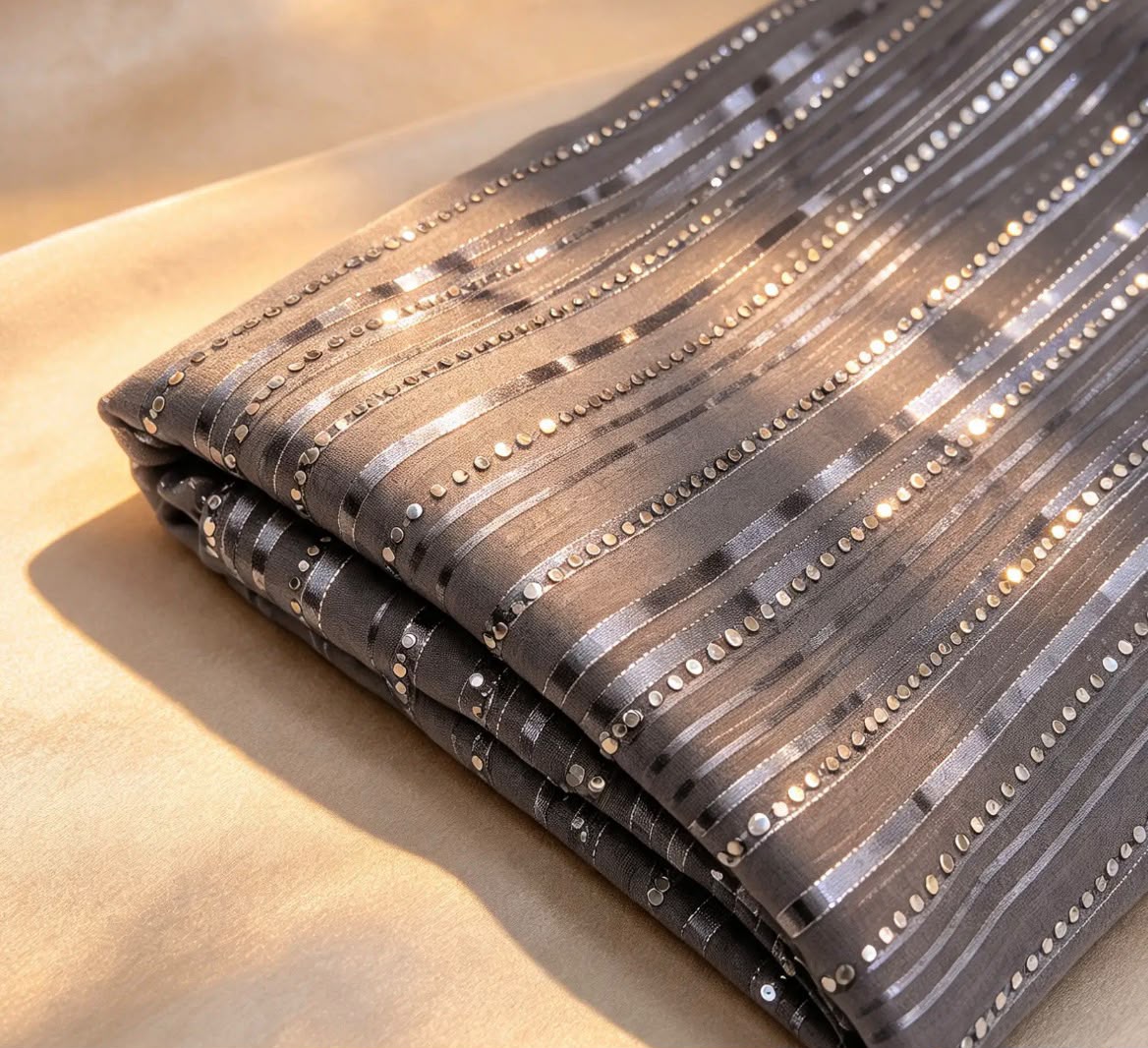Embroidered fabric, Gray and silver organza fabric, Bridesmaid dress, Wedding dress, Fabric store, Indian fabric, Luxury fabric, Handmade - NFAF816